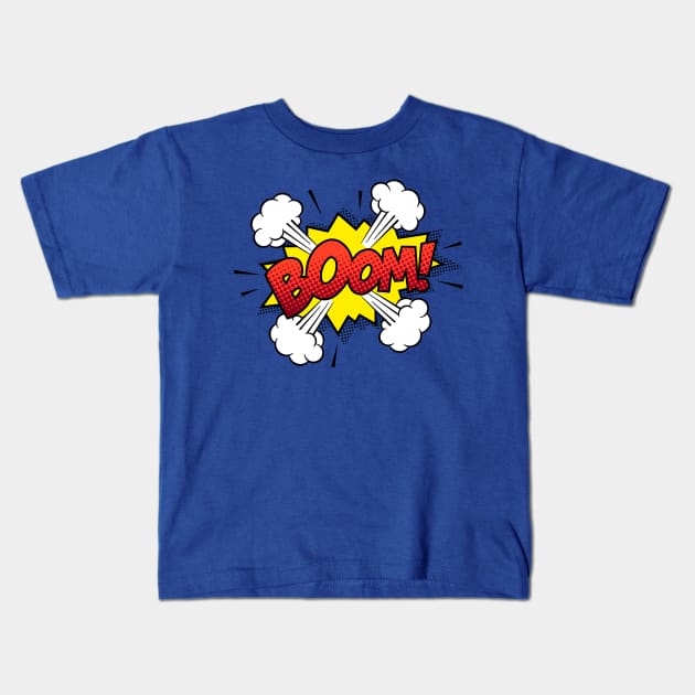 Boom Comic Book Text Kids T-Shirt by JunkyDotCom